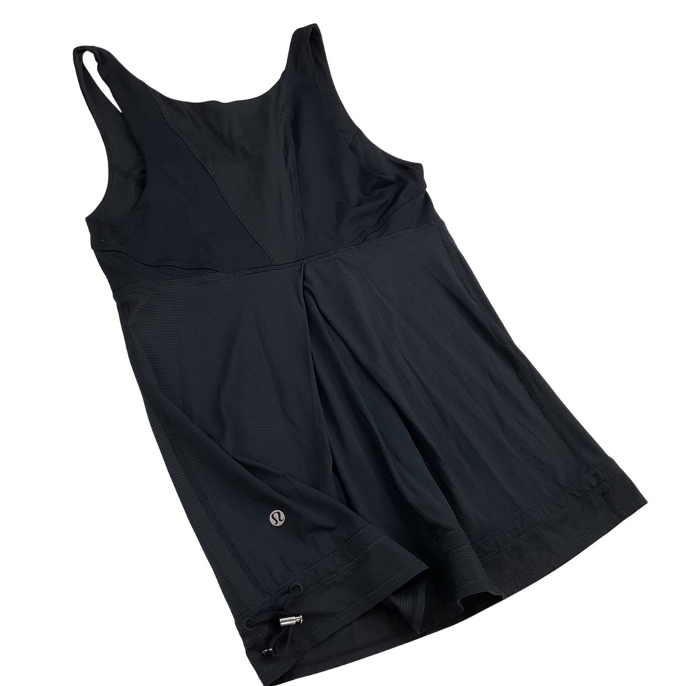 Lululemon Athletica Black Cinch Hem Built In Bra Mesh Back Tank Top Size 8